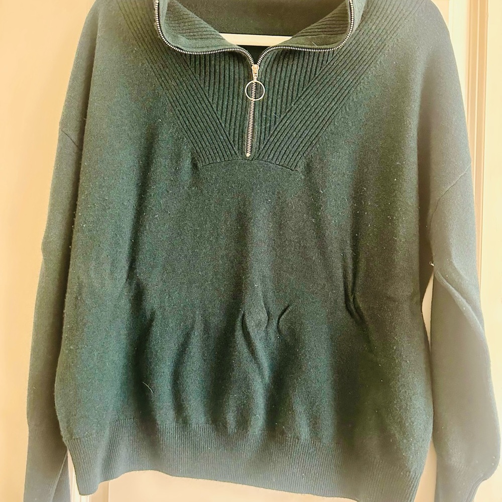 Teal Green Quarter-Zip Sweater